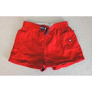 Vintage Tommy Hilfiger Baby Clothes SZ 6-12M Unisex Red Elastic Waist Shorts
